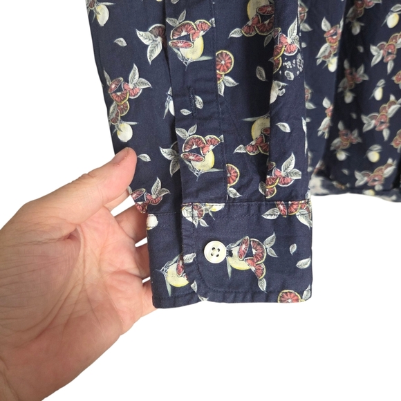 Frank & Oak Dark Blue Fruit Design Button-Down Shirt  Size Small - Picture 3 of 7